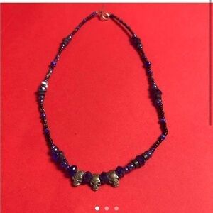 Blue metal skull necklace 🖤💙​​​​​​​​​​​​​​​​​​​​​​​​